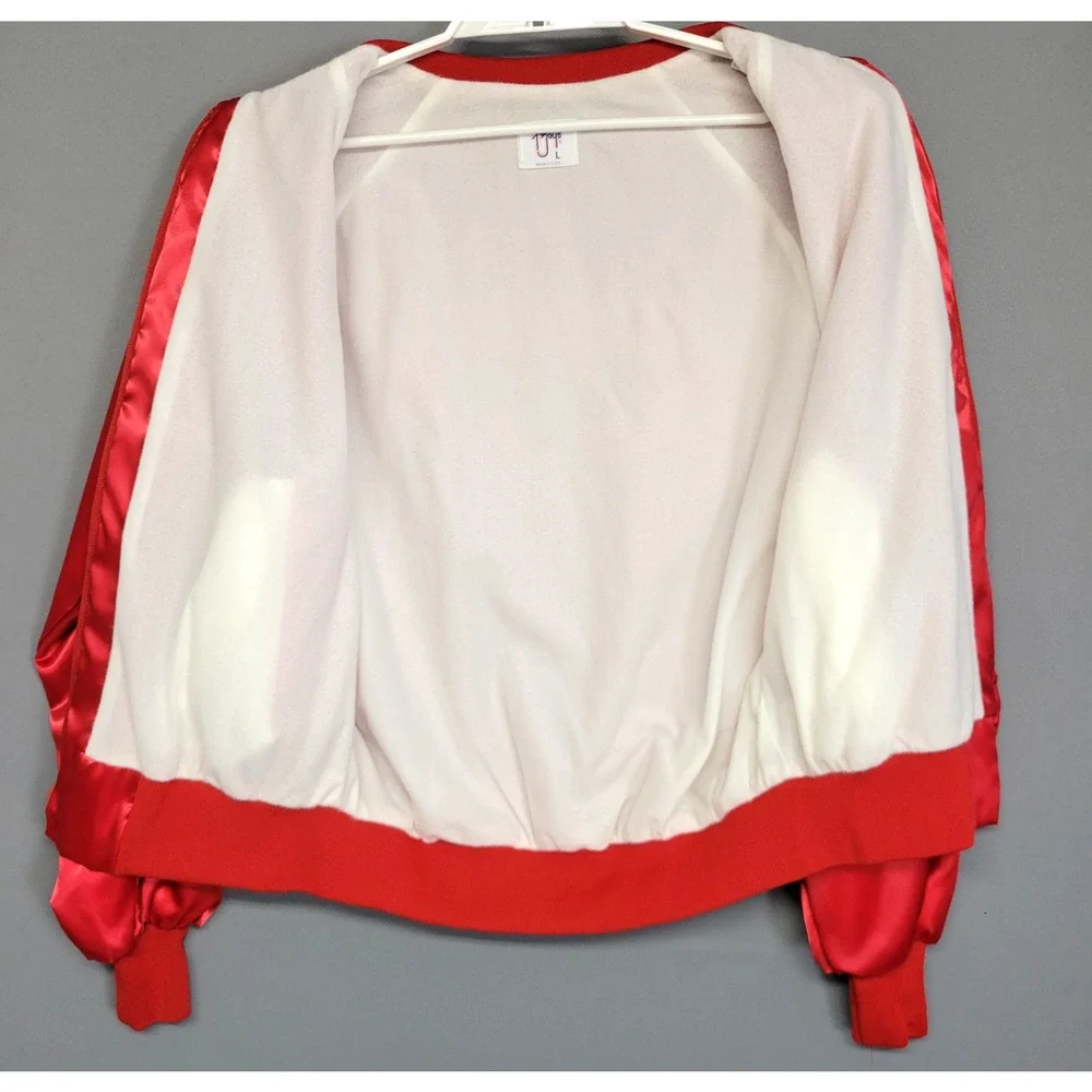 Vintage 1983 Tee Jays Satin Bomber Alabama On Tour Jacket Large Red Band Concert